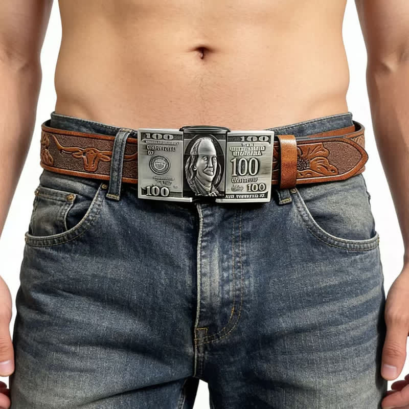 Cintura in pelle da uomo con banconota da un dollaro statunitense e accendino a cherosene nascosto - image 1