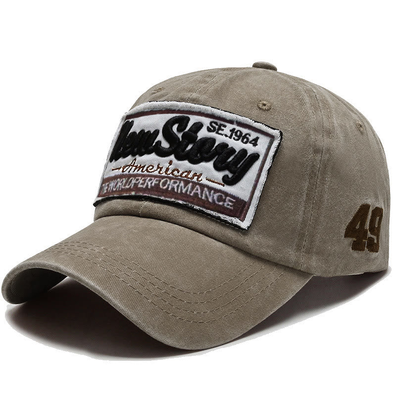 Cappellino da baseball in cotone lavato con toppa ricamata New Story - Cachi - Regolabile (22''-23 5/8") - image 6