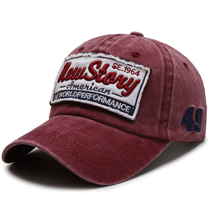 Cappellino da baseball in cotone lavato con toppa ricamata New Story - Rosso - Regolabile (22''-23 5/8") - image 4
