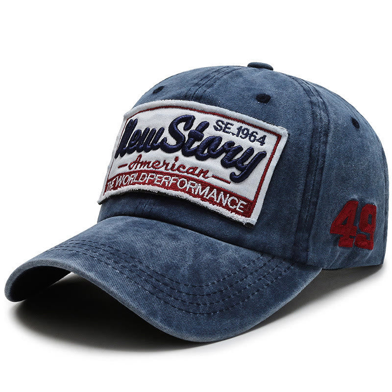 Cappellino da baseball in cotone lavato con toppa ricamata New Story - Blu - Regolabile (22''-23 5/8") - image 7