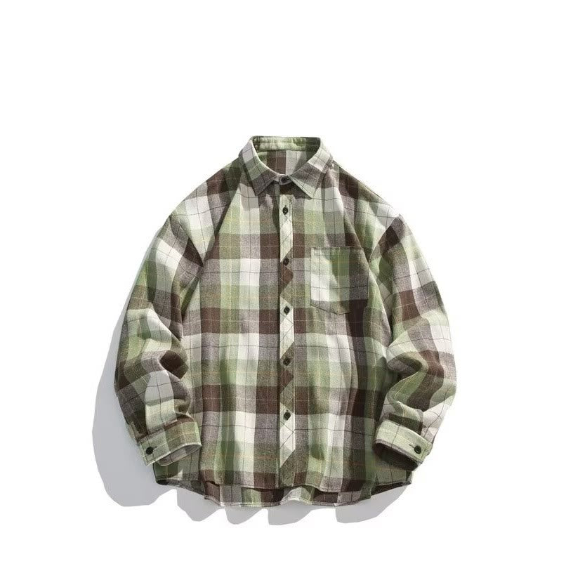 Camicia a maniche lunghe da uomo in stile cowboy western a quadri retrò - Verde - 3XL - image 5