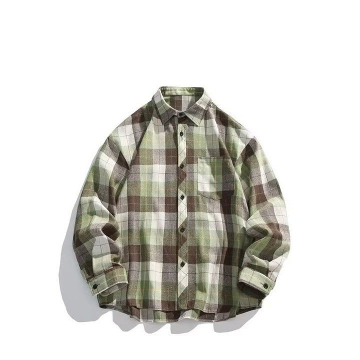 Camicia a maniche lunghe da uomo in stile cowboy western a quadri retrò - Verde - 3XL - image 5