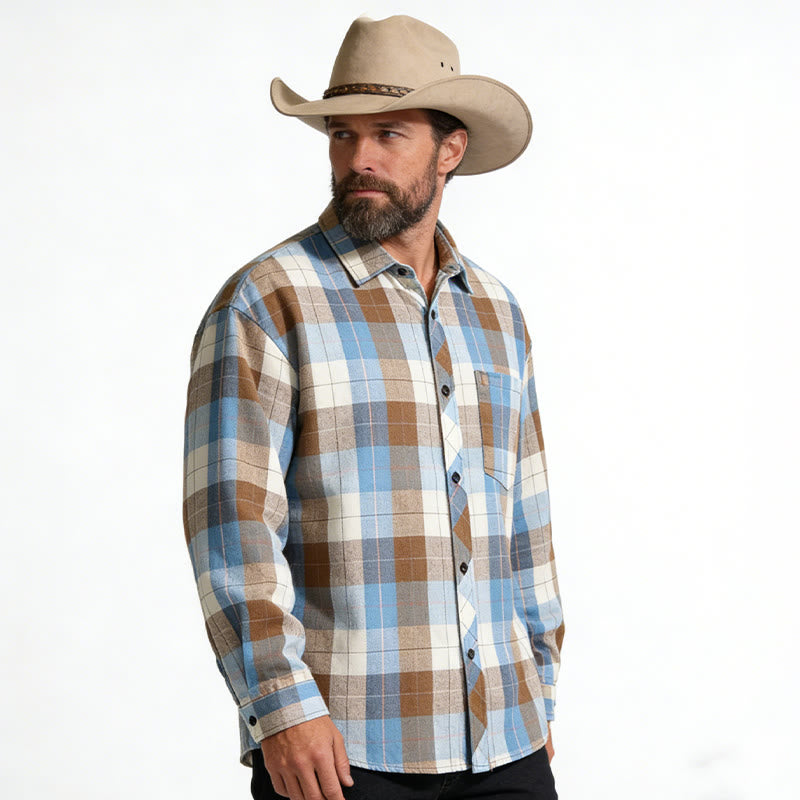Camicia a maniche lunghe da uomo in stile cowboy western a quadri retrò - image 3