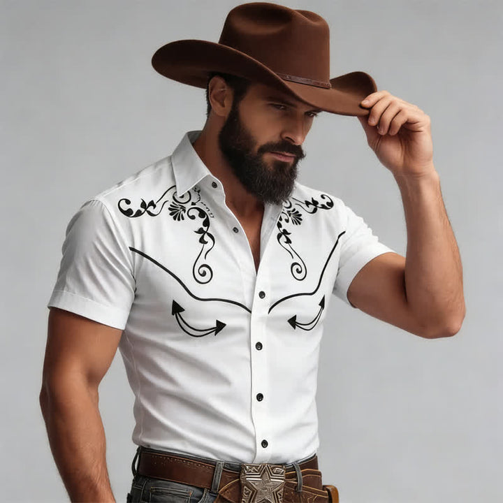 Camicia da uomo con stampa 3D e giogo a contrasto con motivo western da cowboy - Bianco - 5XL - image 6