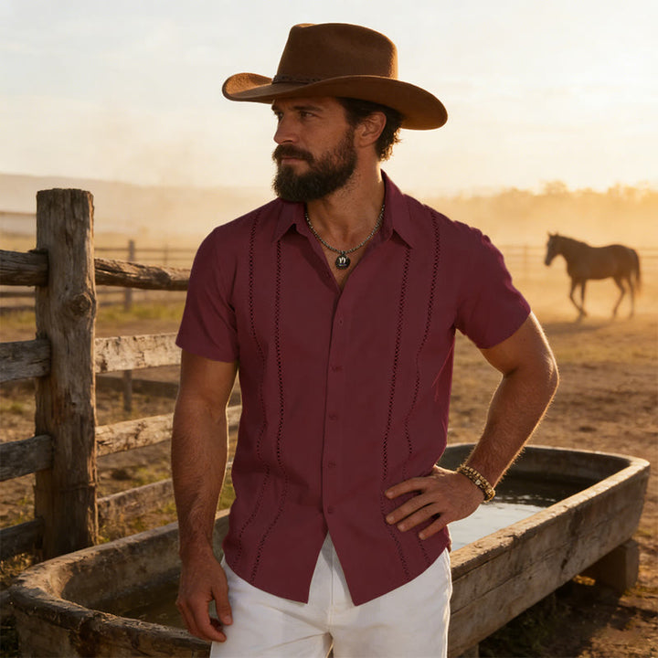 Camicia estiva casual da uomo a maniche corte con stampa 3D - Vino - 6XL - image 12
