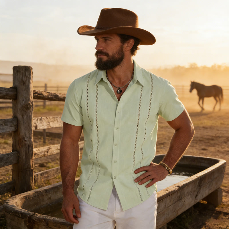Camicia estiva casual da uomo a maniche corte con stampa 3D - Verde chiaro - 6XL - image 7