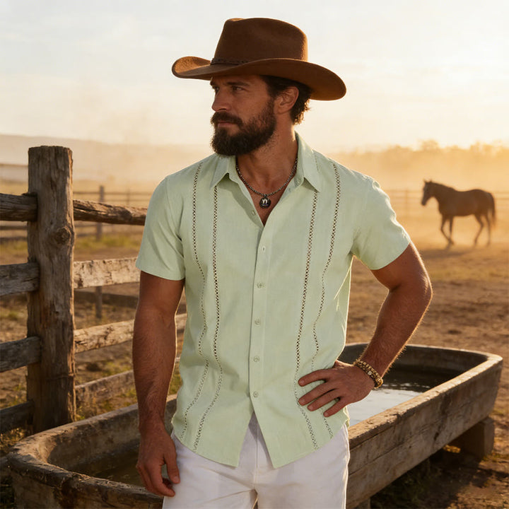 Camicia estiva casual da uomo a maniche corte con stampa 3D - Verde chiaro - 6XL - image 7