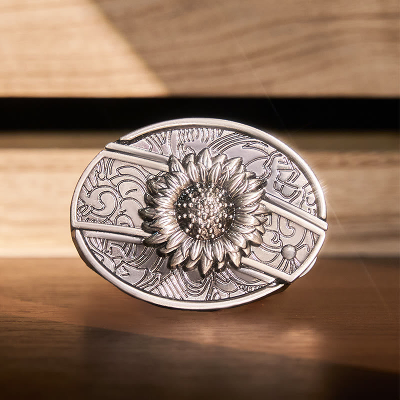 Cintura in pelle con coltello pieghevole nascosto a forma di girasole fai da te da uomo - Girasole - Senza cintura - Cintura non inclusa - image 0