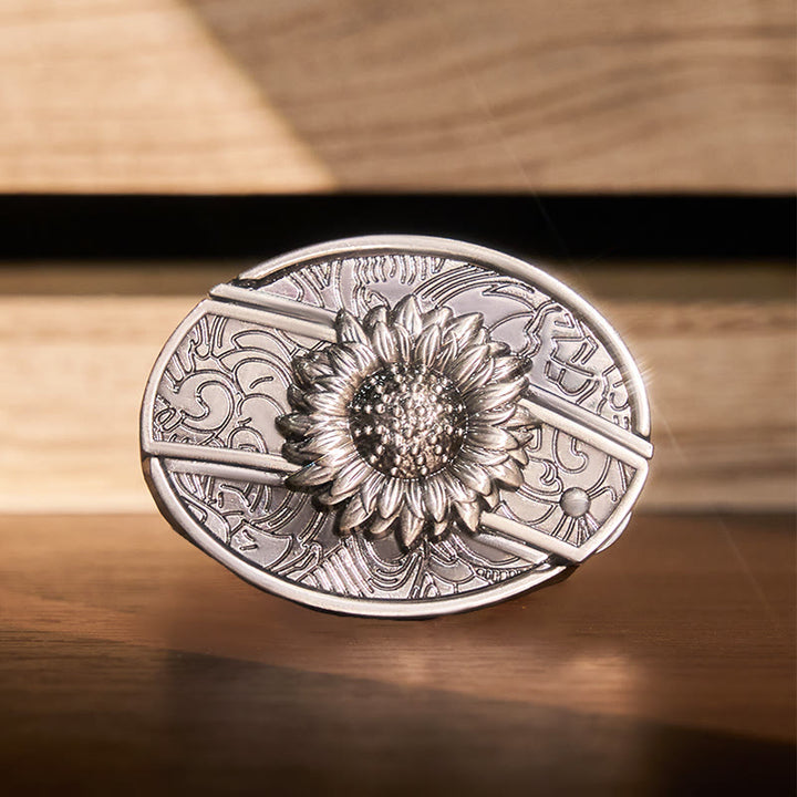 Cintura in pelle con coltello pieghevole nascosto a forma di girasole fai da te da uomo - Girasole - Senza cintura - Cintura non inclusa - image 0