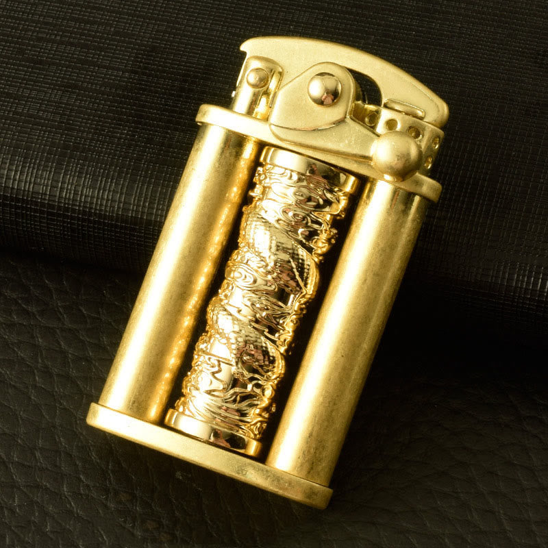 Accendino a colonna Creative Metal Rolling Flower Golden Dragon - Stile n. 1 - image 0