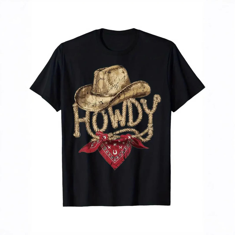 T-shirt da uomo in stile western vintage con stampa "Howdy cowboy". - image 1