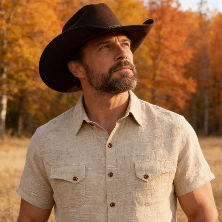 Camicia casual da uomo in stile western con tasche sul petto - Beige - 2XL - image 6