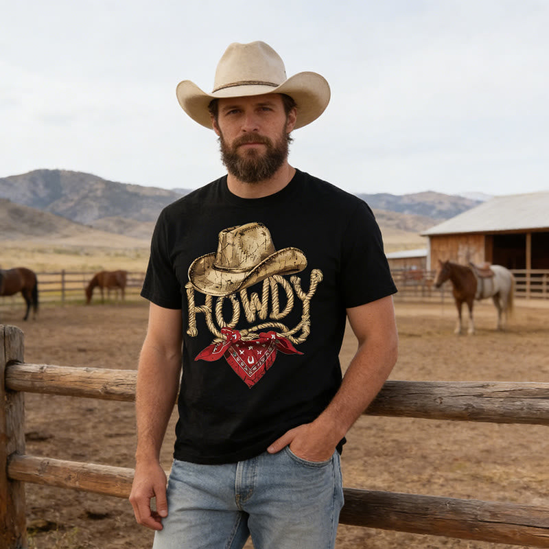 T-shirt da uomo in stile western vintage con stampa "Howdy cowboy". - image 2