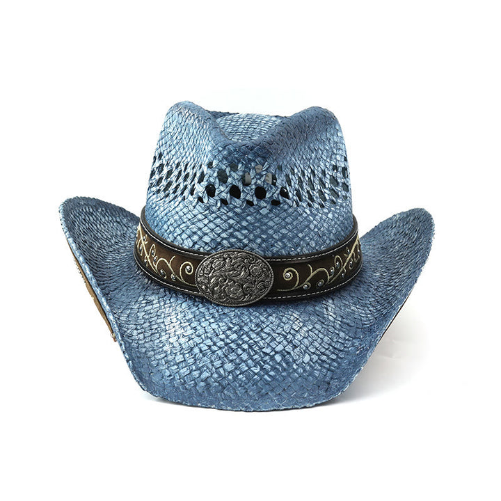 Cappello da sole da cowboy western in paglia con tesa curva - image 12
