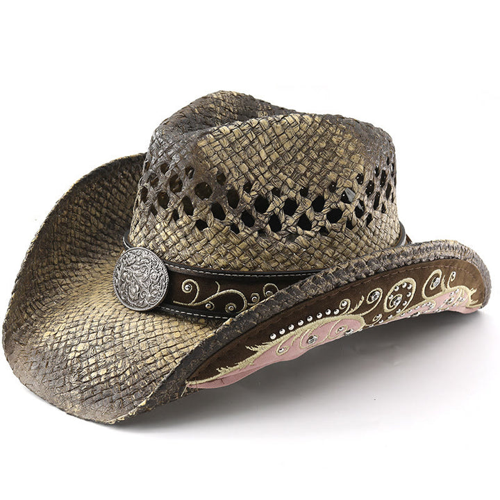 Cappello da sole da cowboy western in paglia con tesa curva - Cachi - M (22"-22 7/8") - image 2