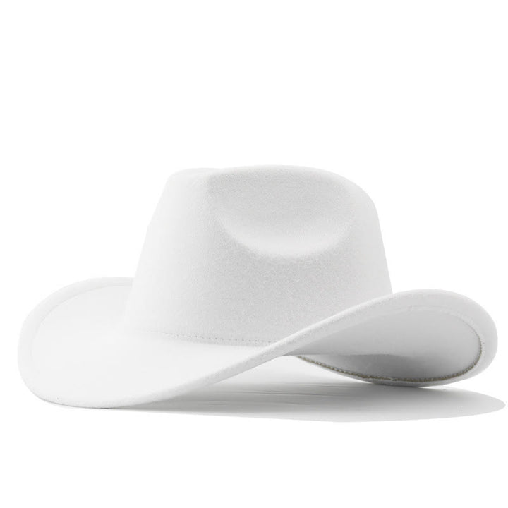 Cappello da cowboy in tinta unita, stile western, per adulti e bambini. - Adulto - Bianco - L(23 5/8") - image 0