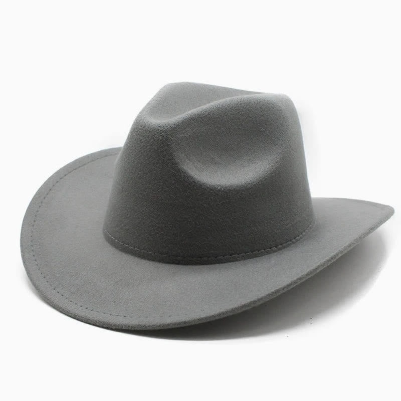 Cappello da cowboy in tinta unita, stile western, per adulti e bambini. - Adulto - Grigio - L(23 5/8") - image 4
