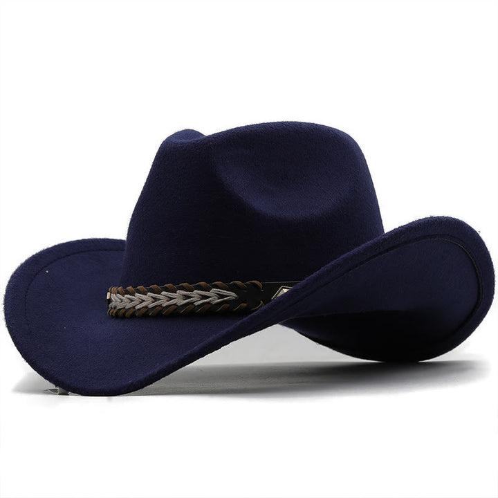 Cappello da cowboy western in lana con cintura larga per coppia - Blu navy - M (22"-22 7/8") - image 6