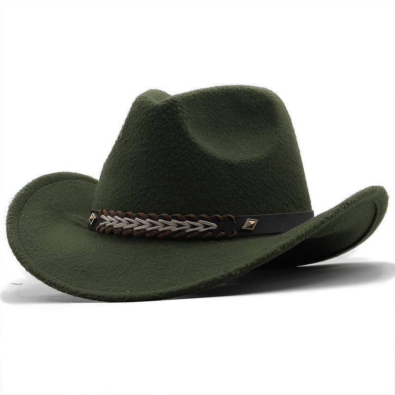 Cappello da cowboy western in lana con cintura larga per coppia - Verde militare - M (22"-22 7/8") - image 12