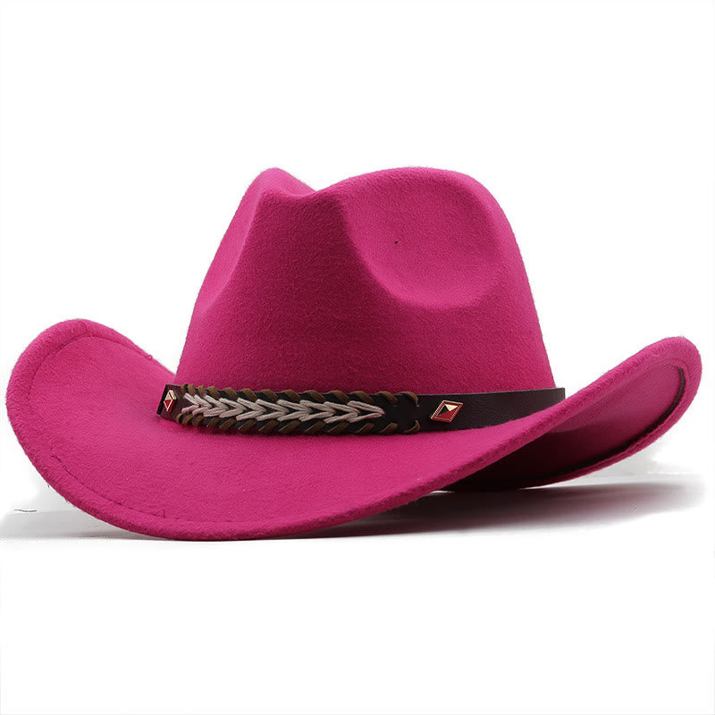 Cappello da cowboy western in lana con cintura larga per coppia - Rosa - M (22"-22 7/8") - image 13