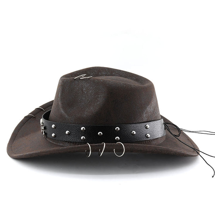 Cappello da cowboy unisex in pelle PU con decorazione a teschio per feste. - image 7