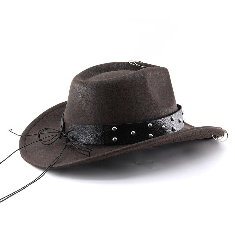 Cappello da cowboy unisex in pelle PU con decorazione a teschio per feste. - image 8