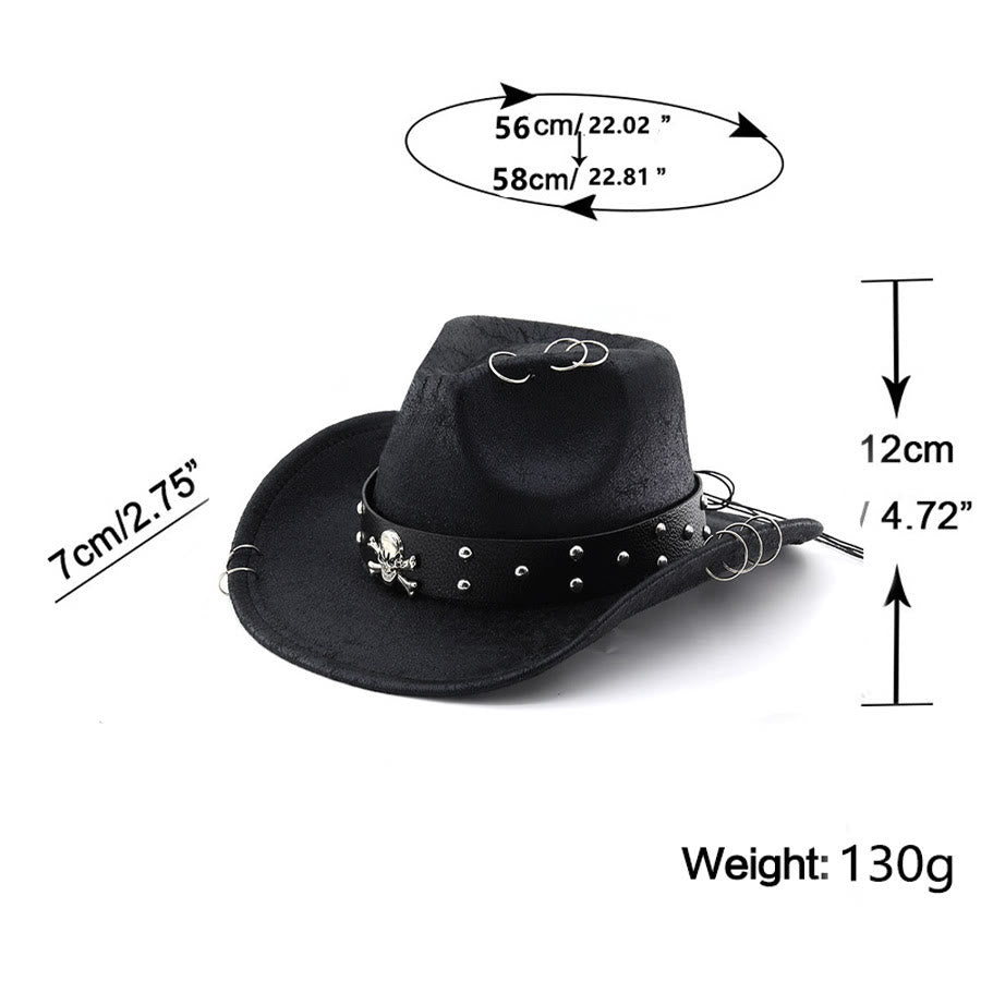 Cappello da cowboy unisex in pelle PU con decorazione a teschio per feste. - image 5