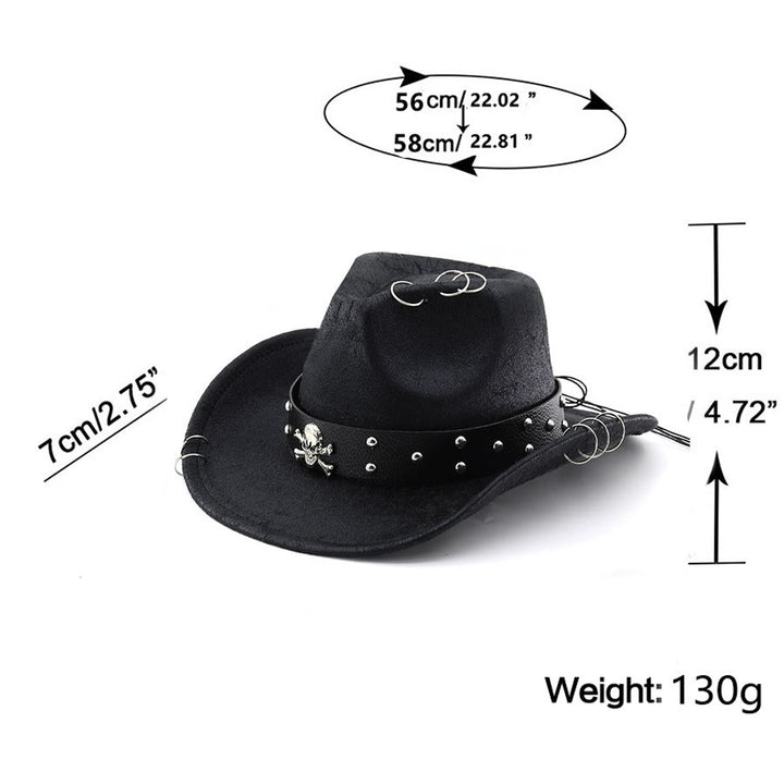 Cappello da cowboy unisex in pelle PU con decorazione a teschio per feste. - image 5