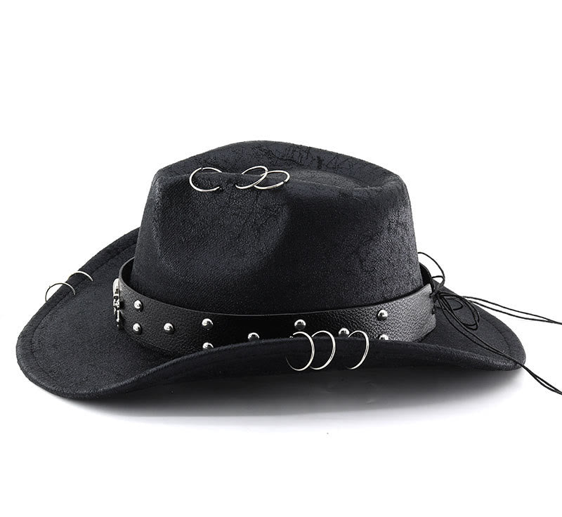 Cappello da cowboy unisex in pelle PU con decorazione a teschio per feste. - image 1