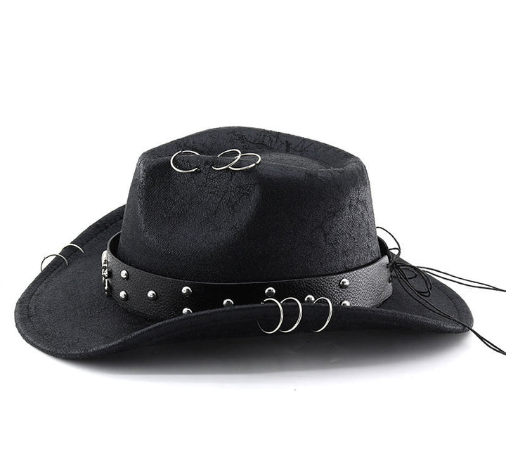 Cappello da cowboy unisex in pelle PU con decorazione a teschio per feste. - image 1