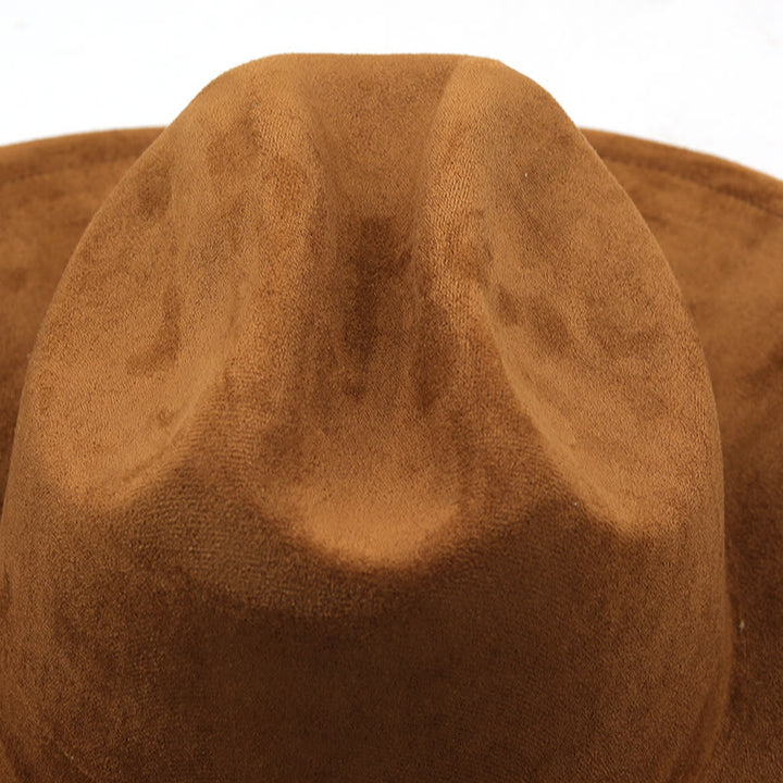 Cappello da sole da cowboy western vintage con tesa curva in pelle scamosciata - image 2