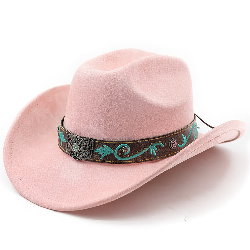 Cappello da cowboy western vintage estivo a tesa larga - Pink - M (22"-22 7/8") - image 4