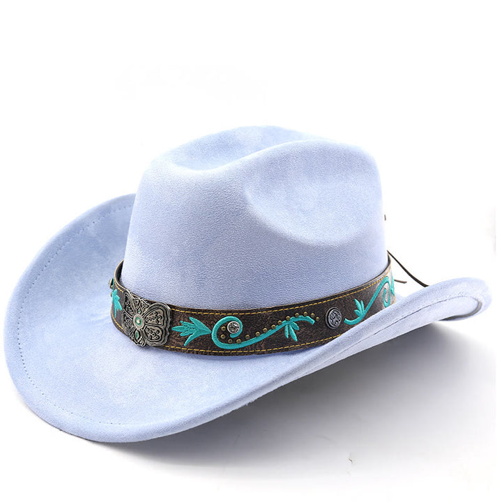 Cappello da cowboy western vintage estivo a tesa larga - Azzurro cielo - M (22"-22 7/8") - image 7