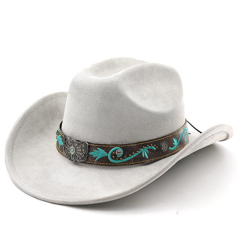 Cappello da cowboy western vintage estivo a tesa larga - Grigio chiaro - M (22"-22 7/8") - image 11