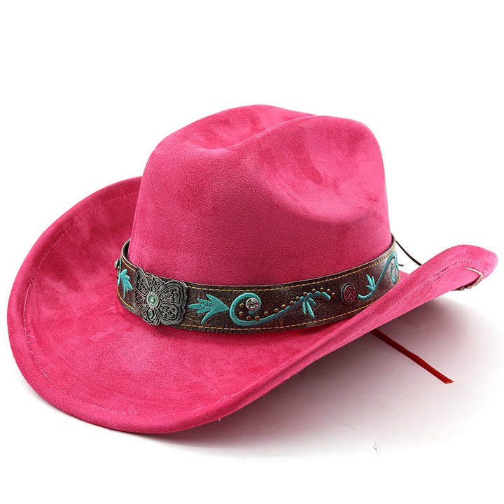 Cappello da cowboy western vintage estivo a tesa larga - Rosa - M (22"-22 7/8") - image 14