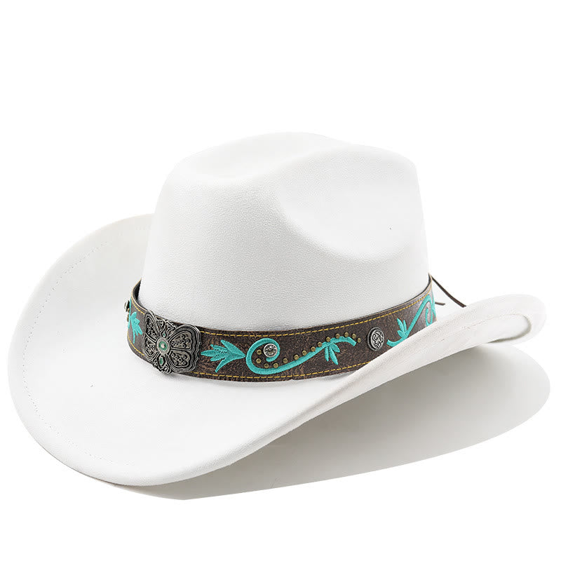 Cappello da cowboy western vintage estivo a tesa larga - Bianco - M (22"-22 7/8") - image 21