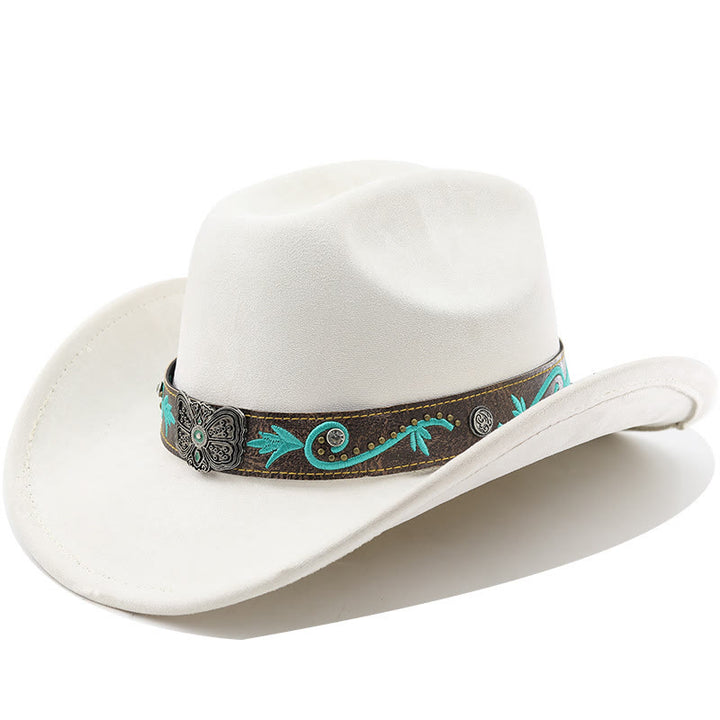 Cappello da cowboy western vintage estivo a tesa larga - Bianco Latte - M (22"-22 7/8") - image 8