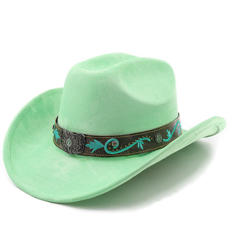 Cappello da cowboy western vintage estivo a tesa larga - Verde - M (22"-22 7/8") - image 9