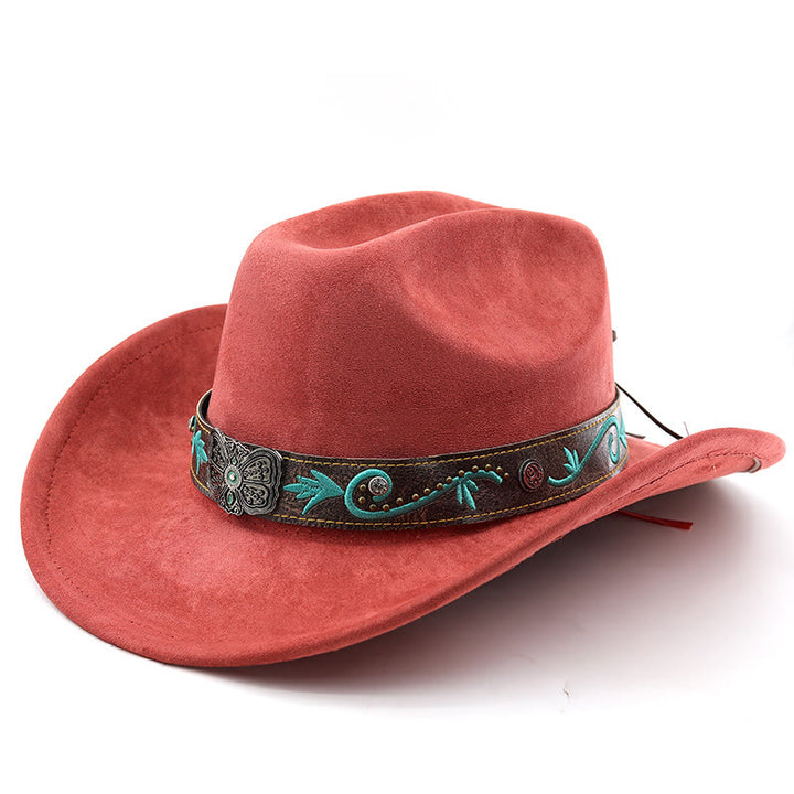 Cappello da cowboy western vintage estivo a tesa larga - Rosso mattone - M (22"-22 7/8") - image 19