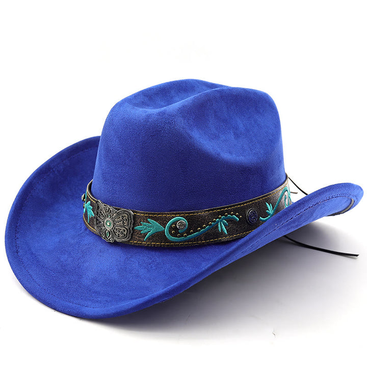 Cappello da cowboy western vintage estivo a tesa larga - Blu reale - M (22"-22 7/8") - image 13