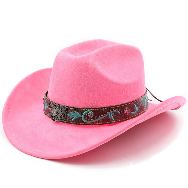 Cappello da cowboy western vintage estivo a tesa larga - Magenta - M (22"-22 7/8") - image 17