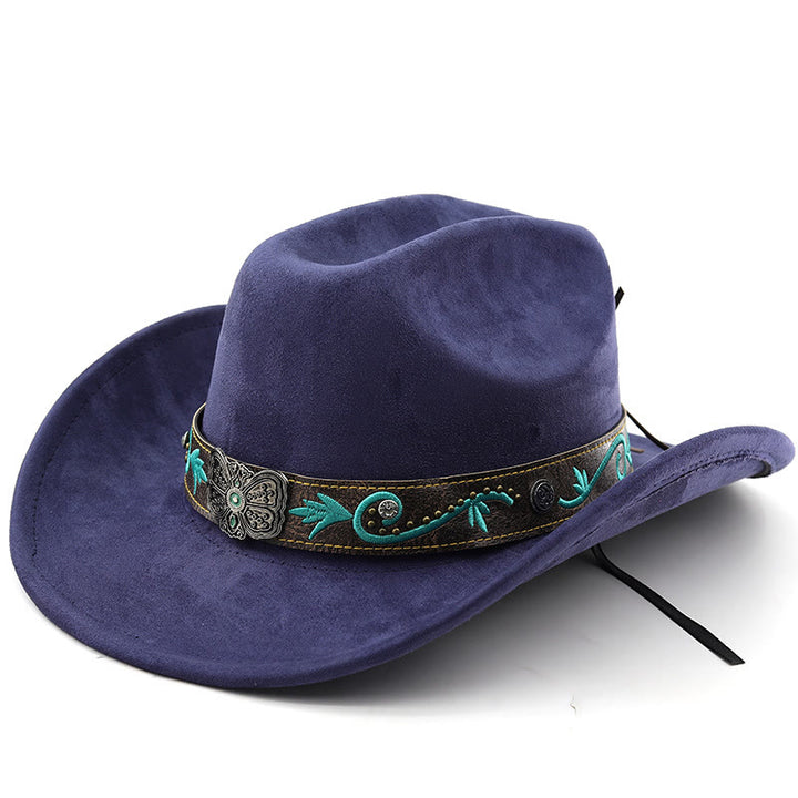 Cappello da cowboy western vintage estivo a tesa larga - Blu navy - M (22"-22 7/8") - image 16