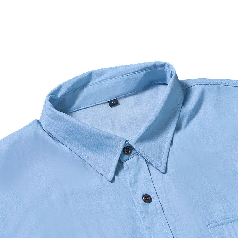 Camicia da lavoro classica da uomo in denim lavato azzurro - image 6