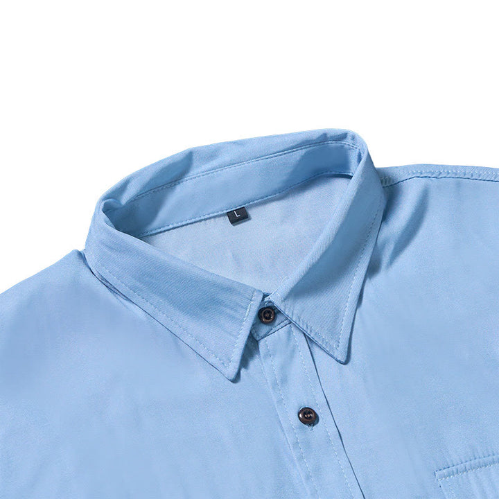 Camicia da lavoro classica da uomo in denim lavato azzurro - image 6
