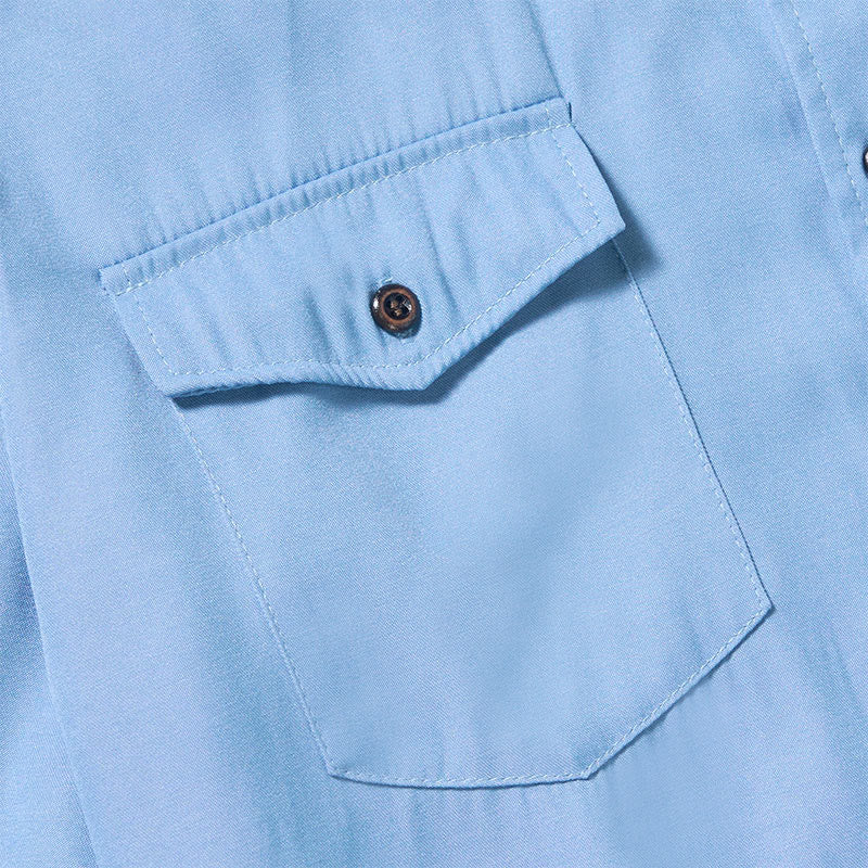 Camicia da lavoro classica da uomo in denim lavato azzurro - image 7