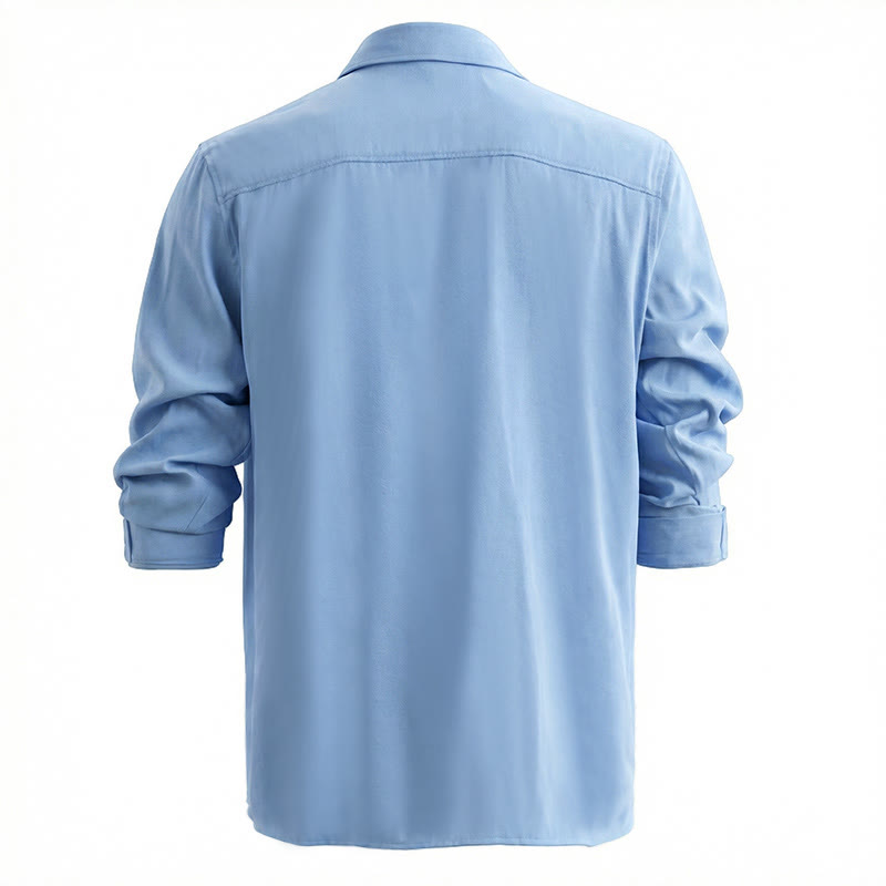 Camicia da lavoro classica da uomo in denim lavato azzurro - image 4