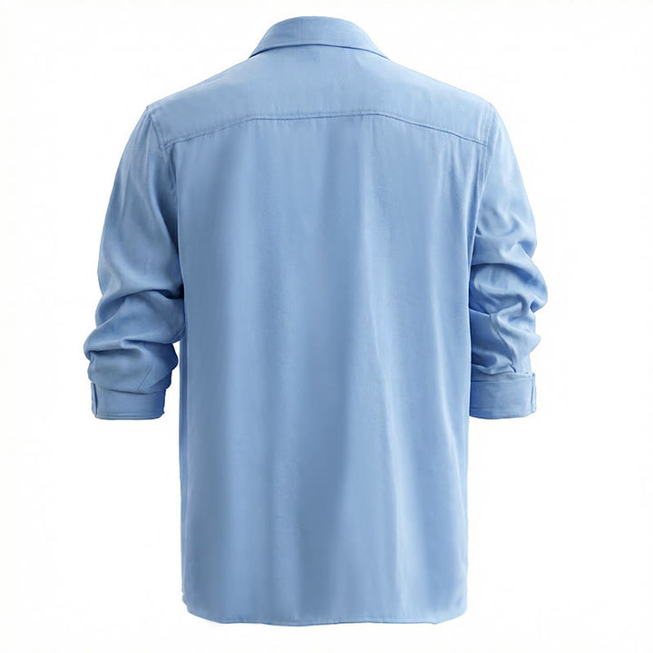 Camicia da lavoro classica da uomo in denim lavato azzurro - image 4