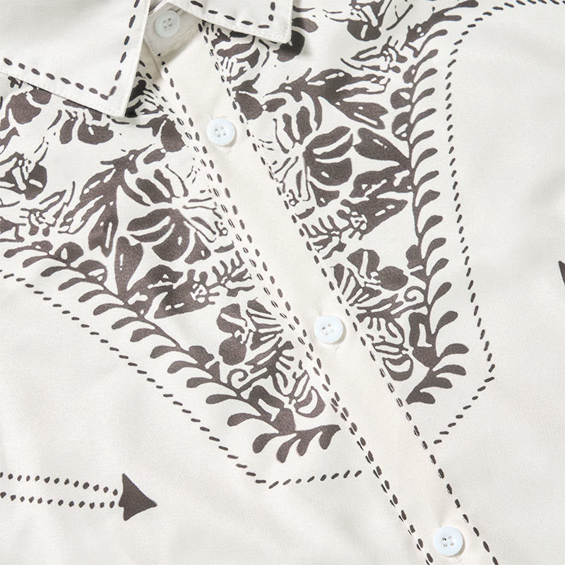 Camicia da cowboy bianca con stampa floreale retrò western - image 8