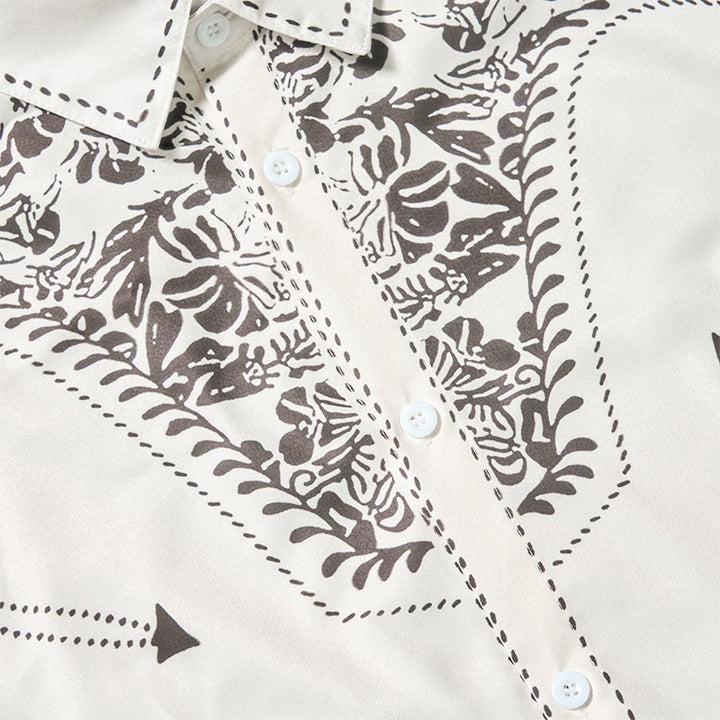 Camicia da cowboy bianca con stampa floreale retrò western - image 8