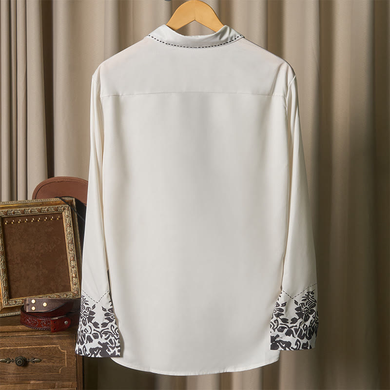 Camicia da cowboy bianca con stampa floreale retrò western - image 5